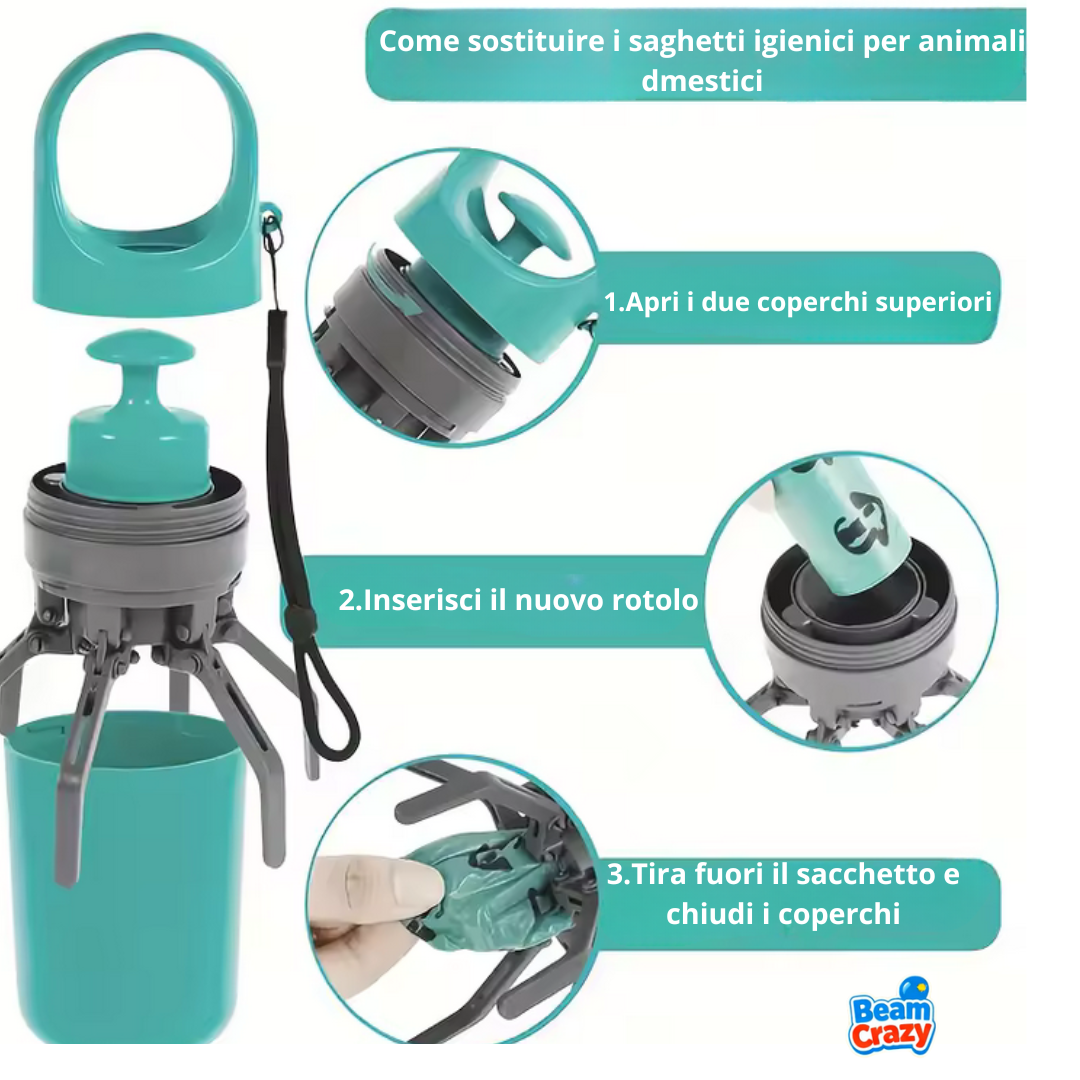 Scooper portatile per cacca di cani - pulitore per prelievo di rifiuti per animali domestici all'aperto